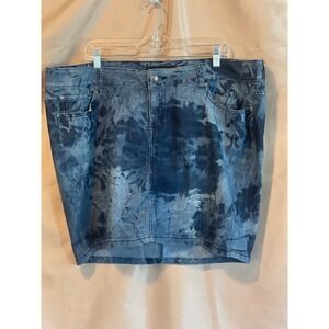 Torrid Denim Skirt Womens 22 Blue Tie Dye Acid Wash Stretch Mini Jean Skirt